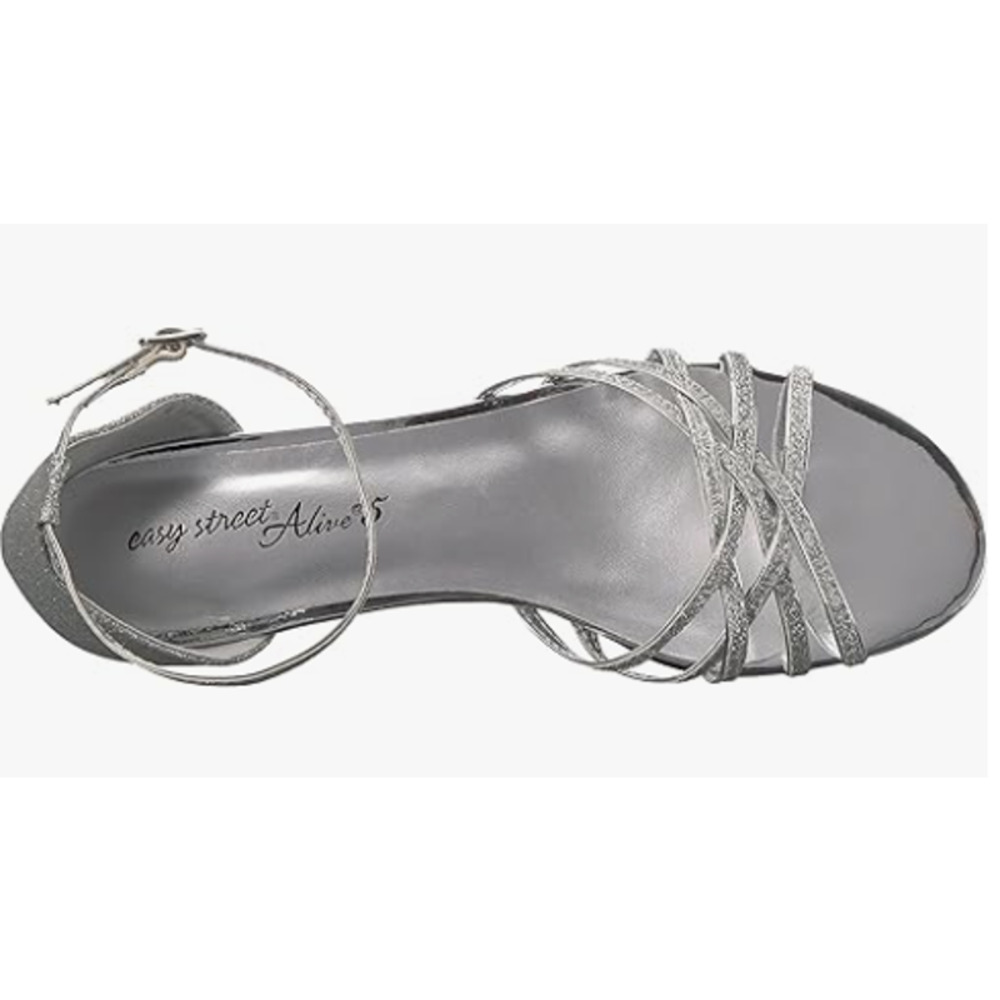 Easy Street Women's Tarrah Wedge Sandal, Silver Glitter, 8.5 M US - Picture 4 of 5